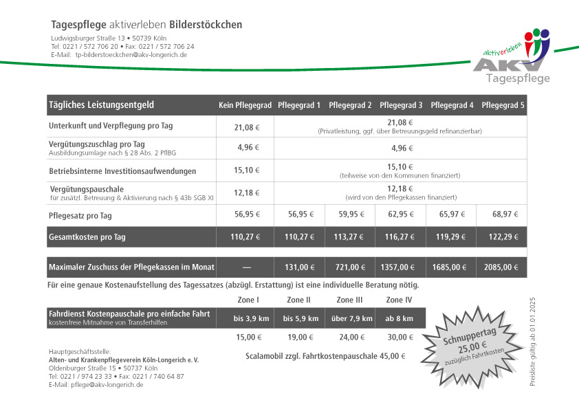 Preisliste Tagespflege Bilderstöckchen